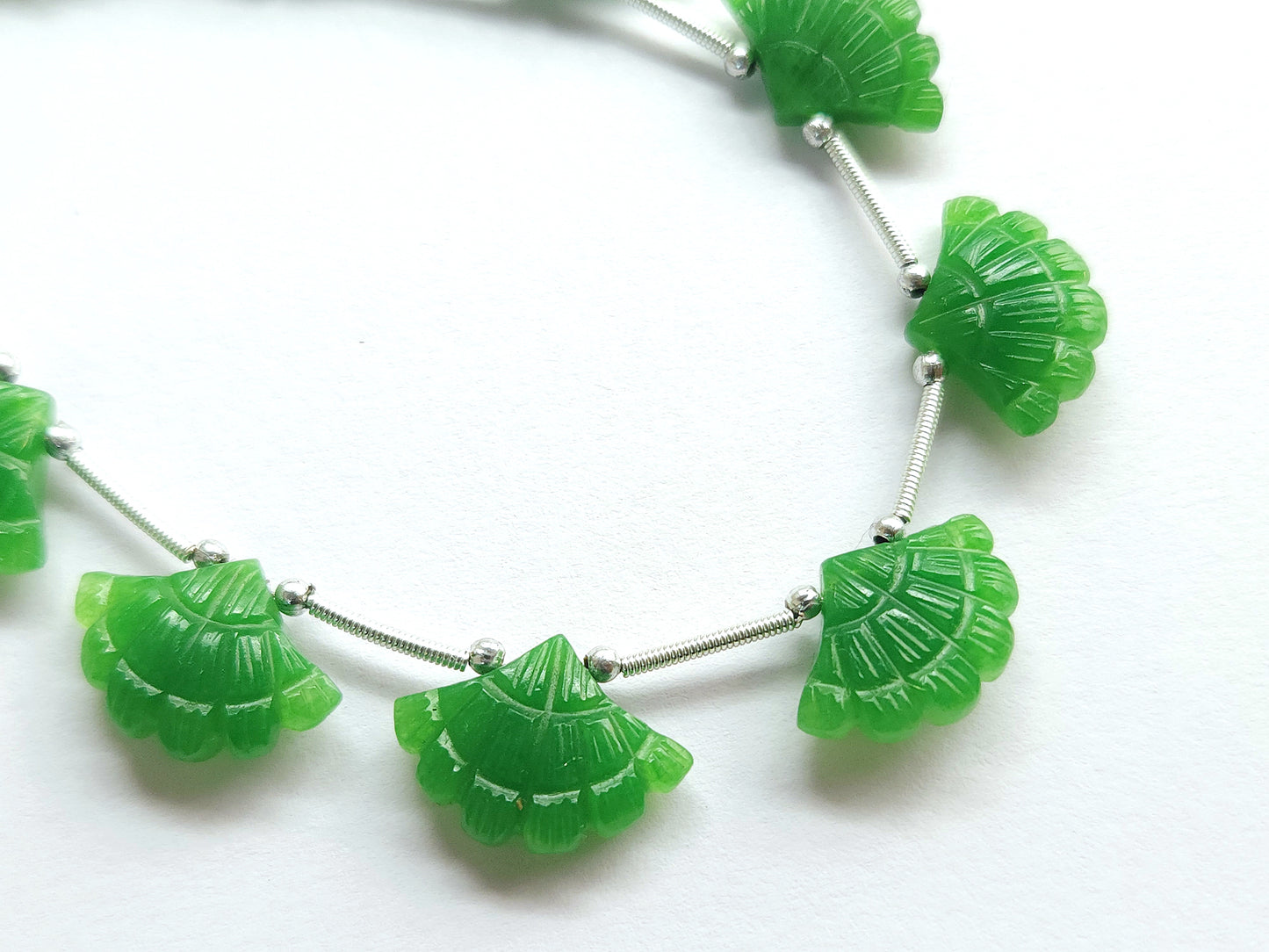 Green Quartzite Fancy Carved Beads