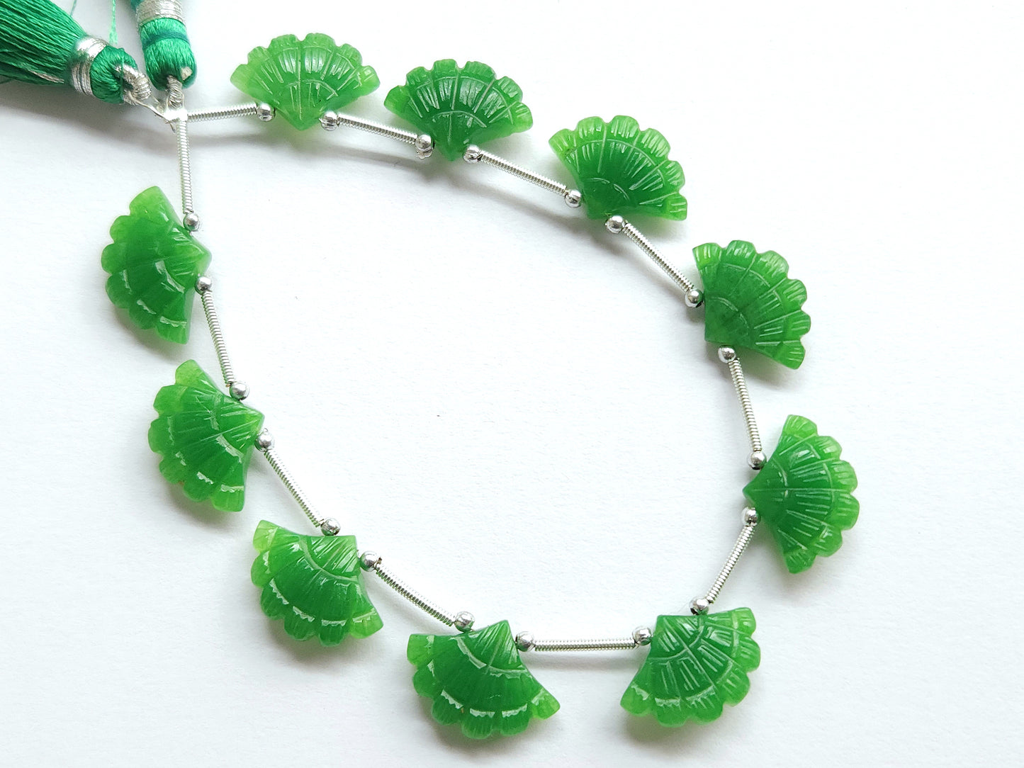 Green Quartzite Fancy Carved Beads