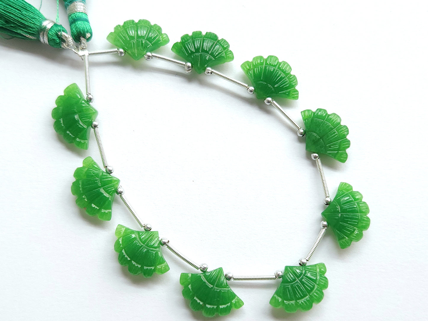 Green Quartzite Fancy Carved Beads