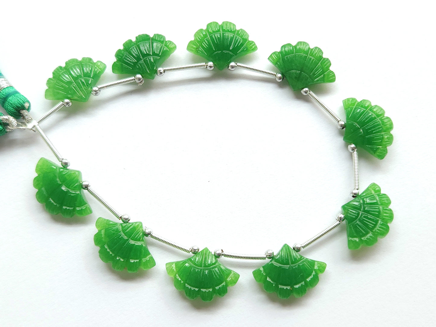 Green Quartzite Fancy Carved Beads