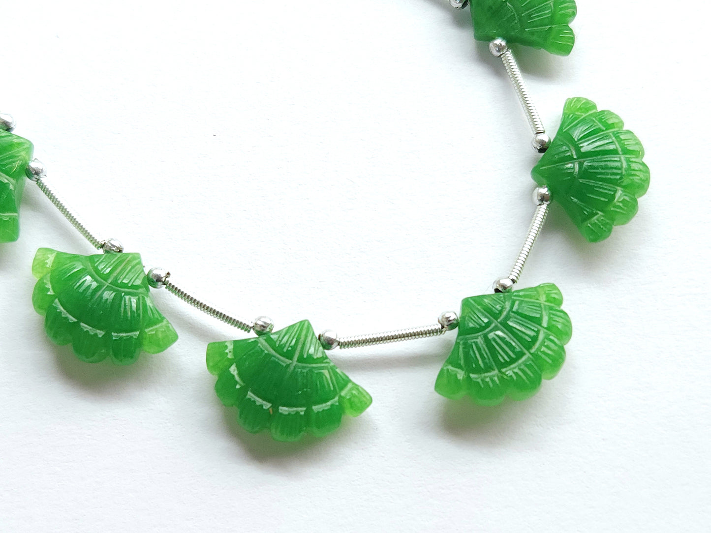 Green Quartzite Fancy Carved Beads