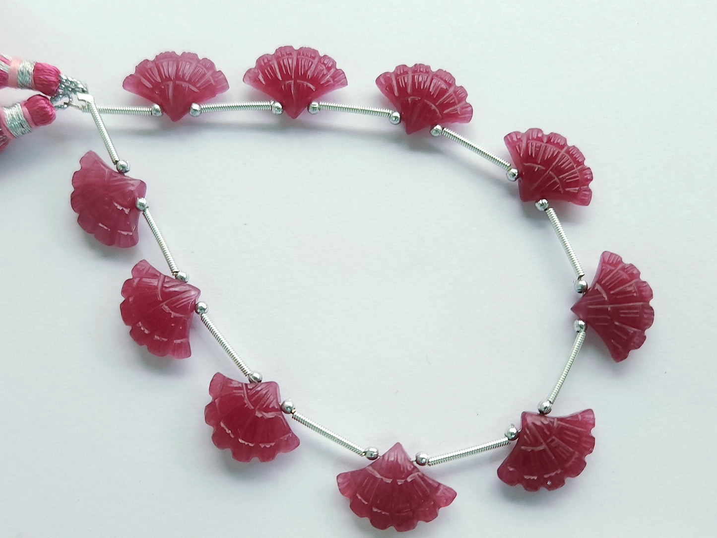 Fuchsia Pink Quartzite Fancy Carved Beads