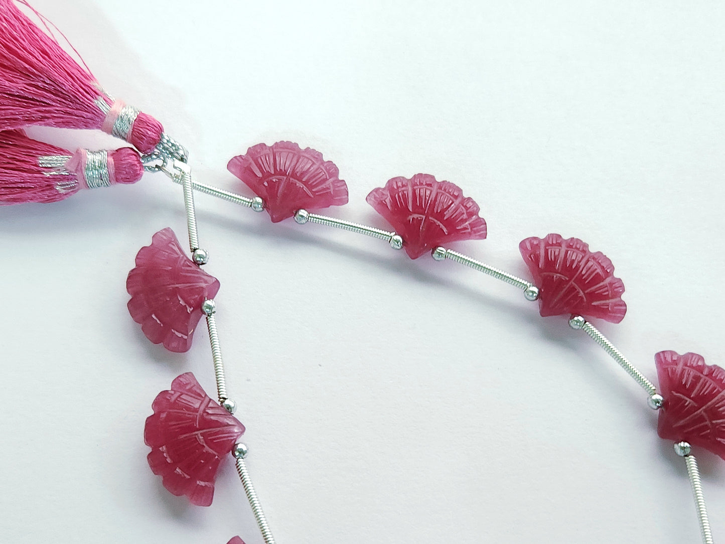 Fuchsia Pink Quartzite Fancy Carved Beads