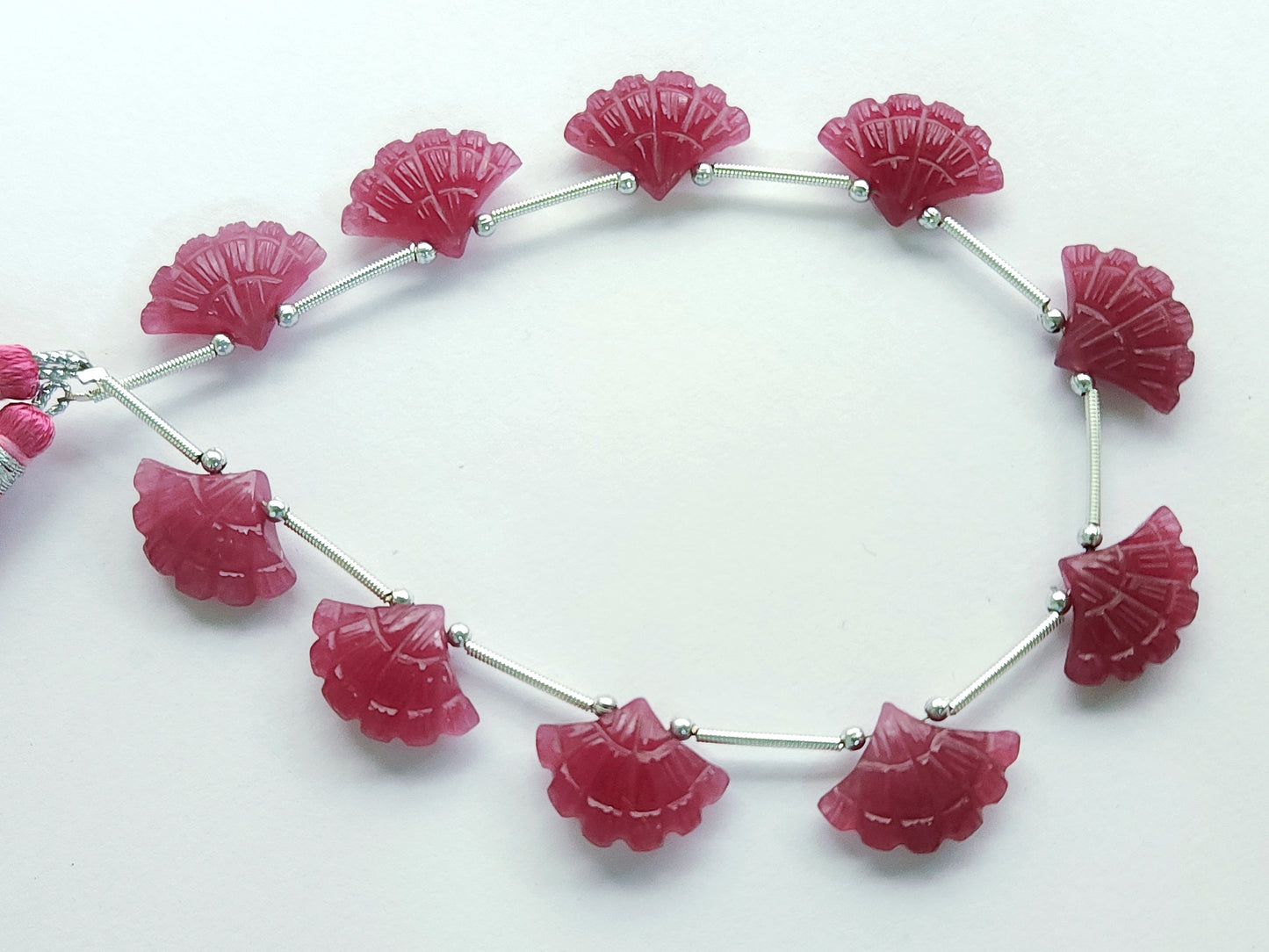 Fuchsia Pink Quartzite Fancy Carved Beads