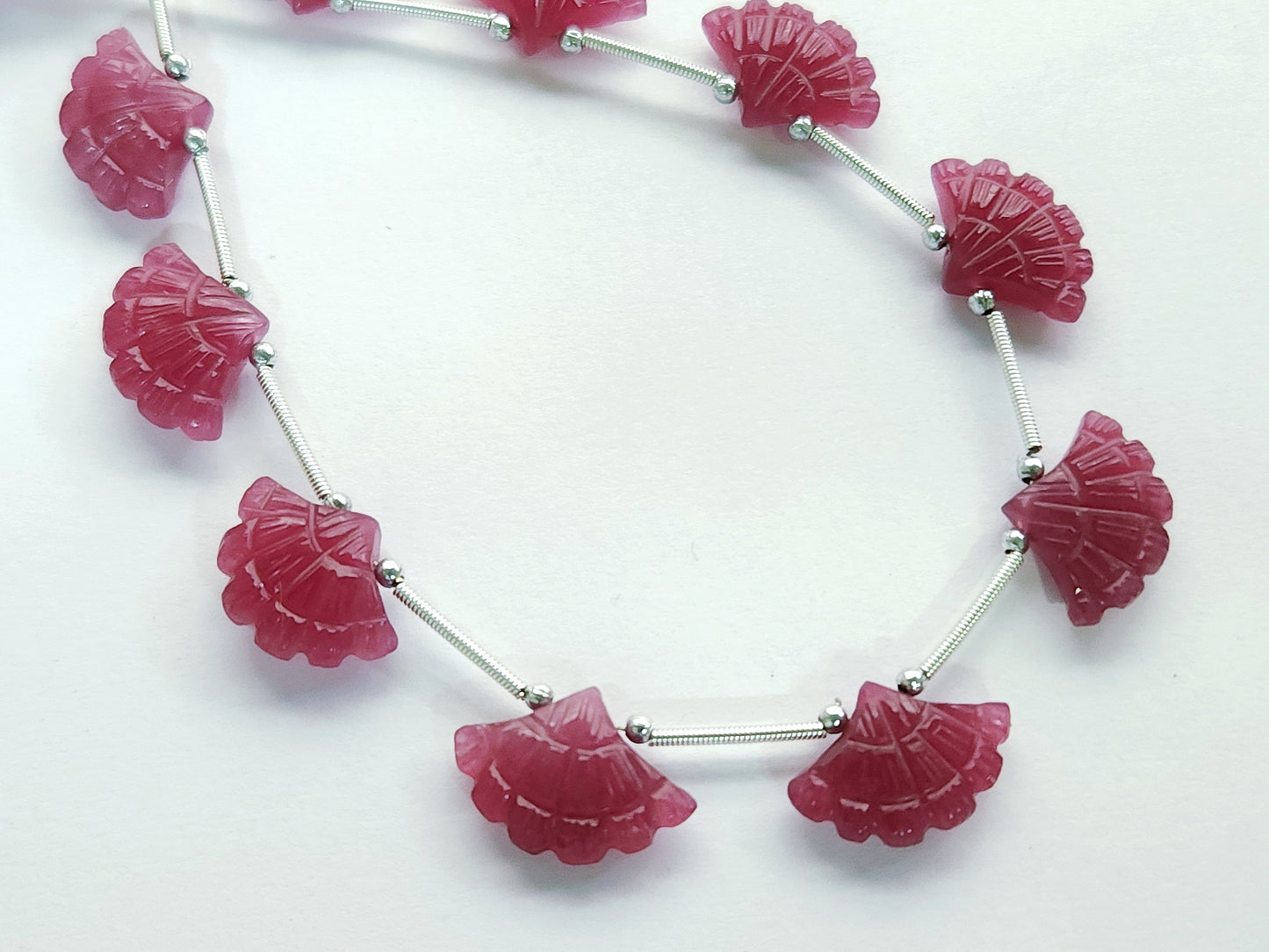 Fuchsia Pink Quartzite Fancy Carved Beads