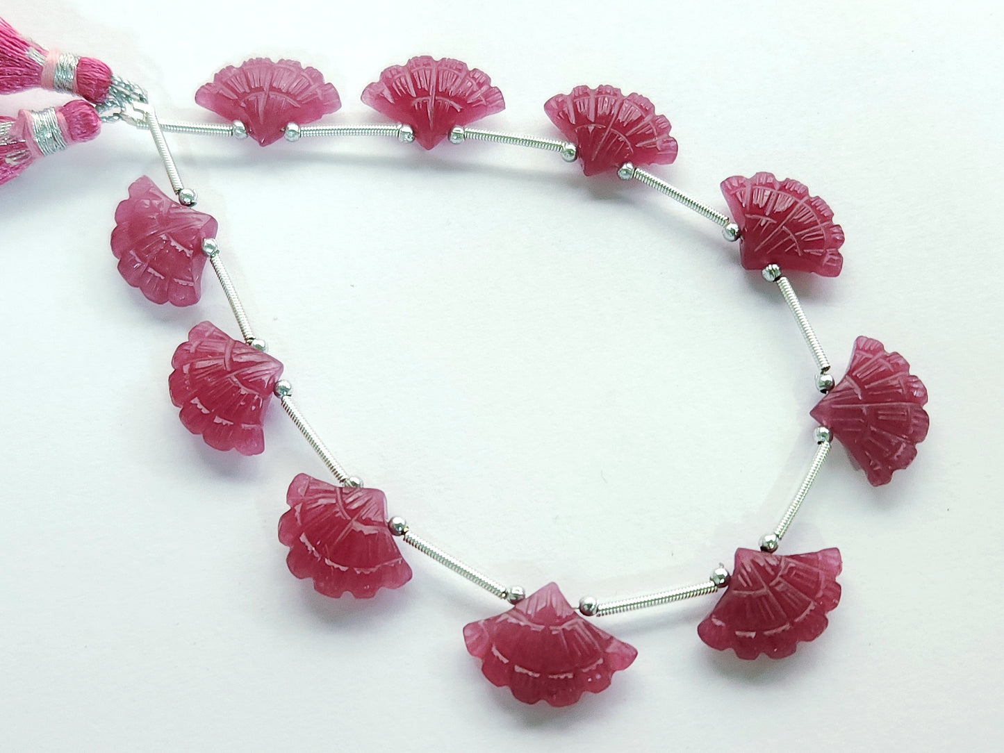Fuchsia Pink Quartzite Fancy Carved Beads