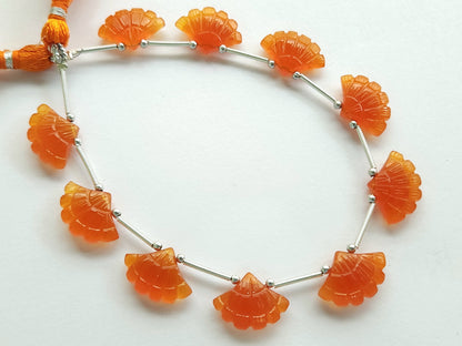 Orange Quartzite Fancy Carved Beads