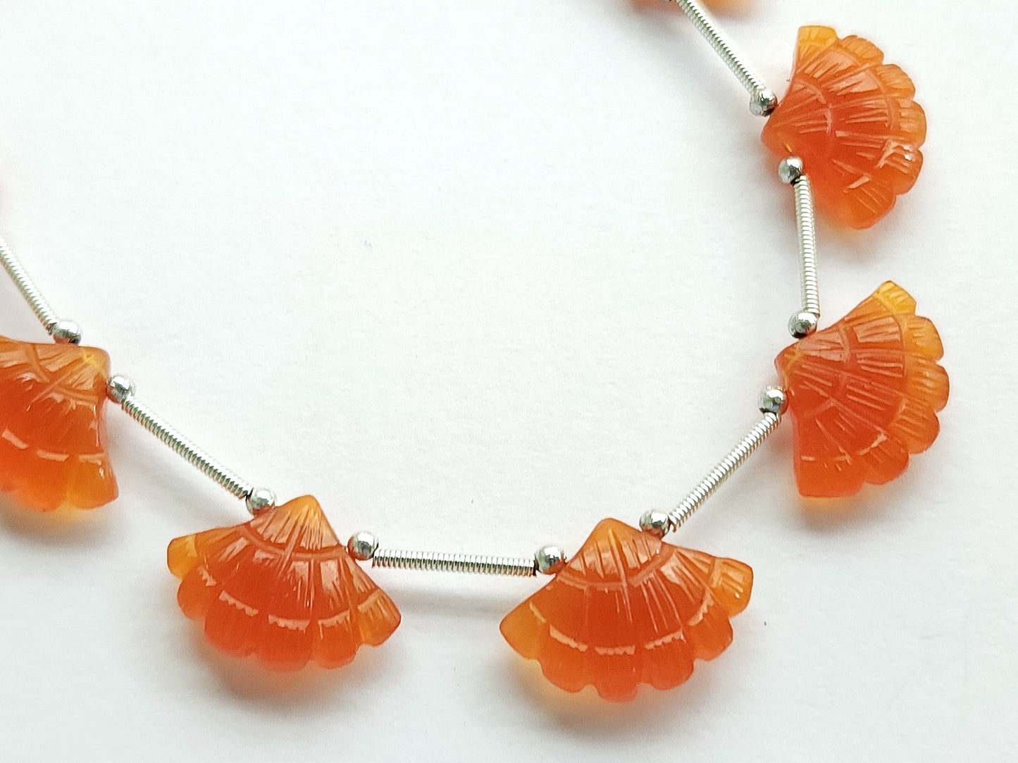 Orange Quartzite Fancy Carved Beads