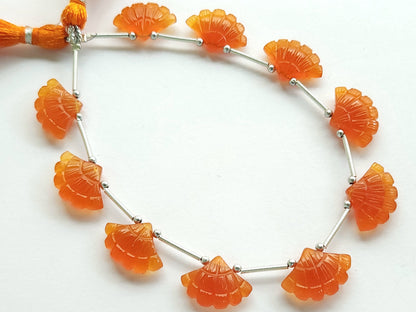 Orange Quartzite Fancy Carved Beads