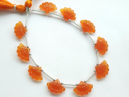 Orange Quartzite Fancy Carved Beads