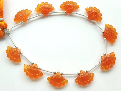 Orange Quartzite Fancy Carved Beads