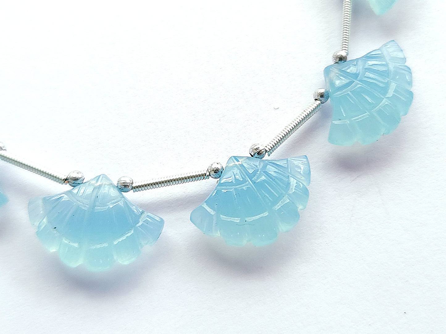 Aqua Blue Quartzite Fancy Carved Beads