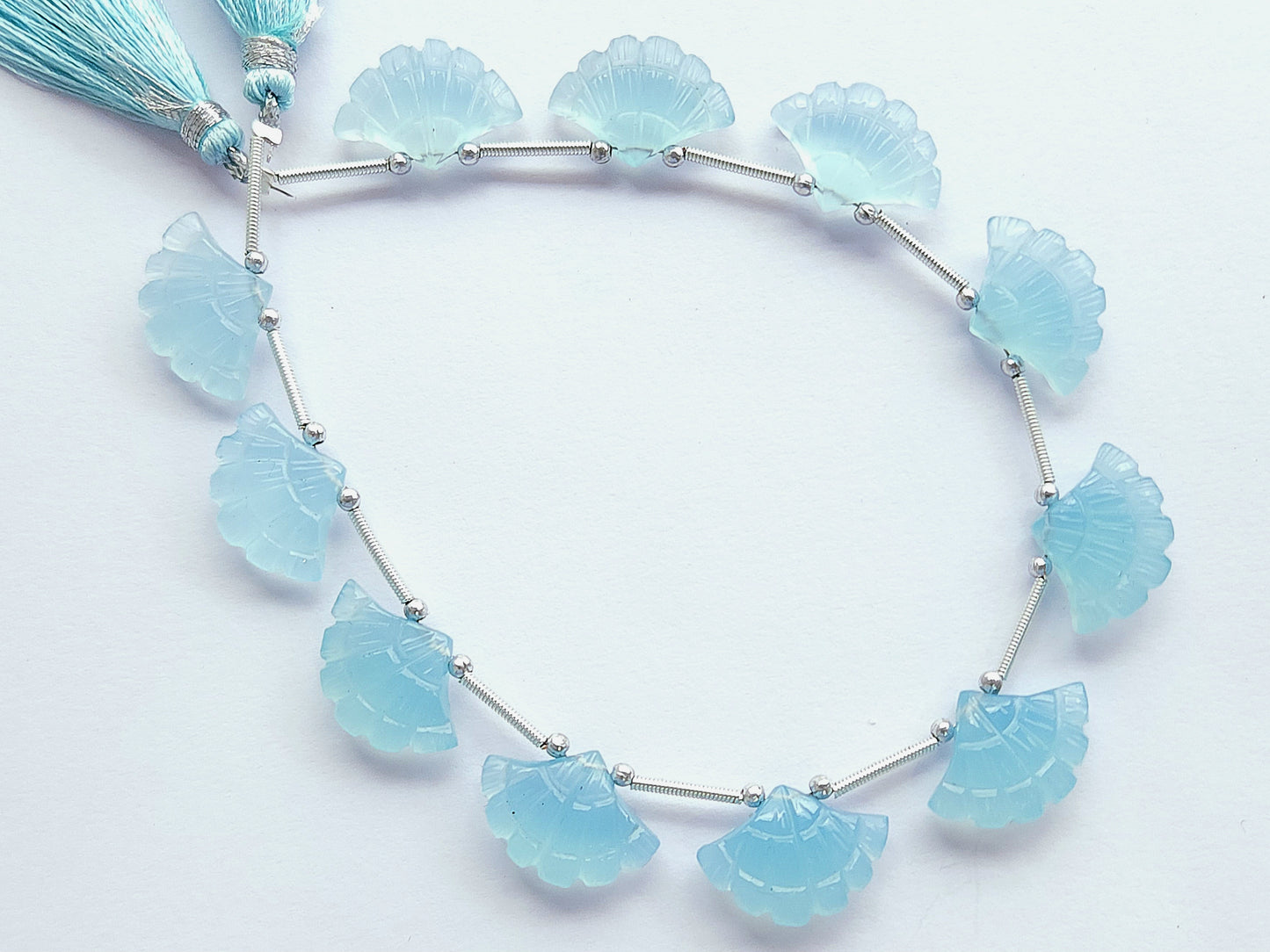 Aqua Blue Quartzite Fancy Carved Beads