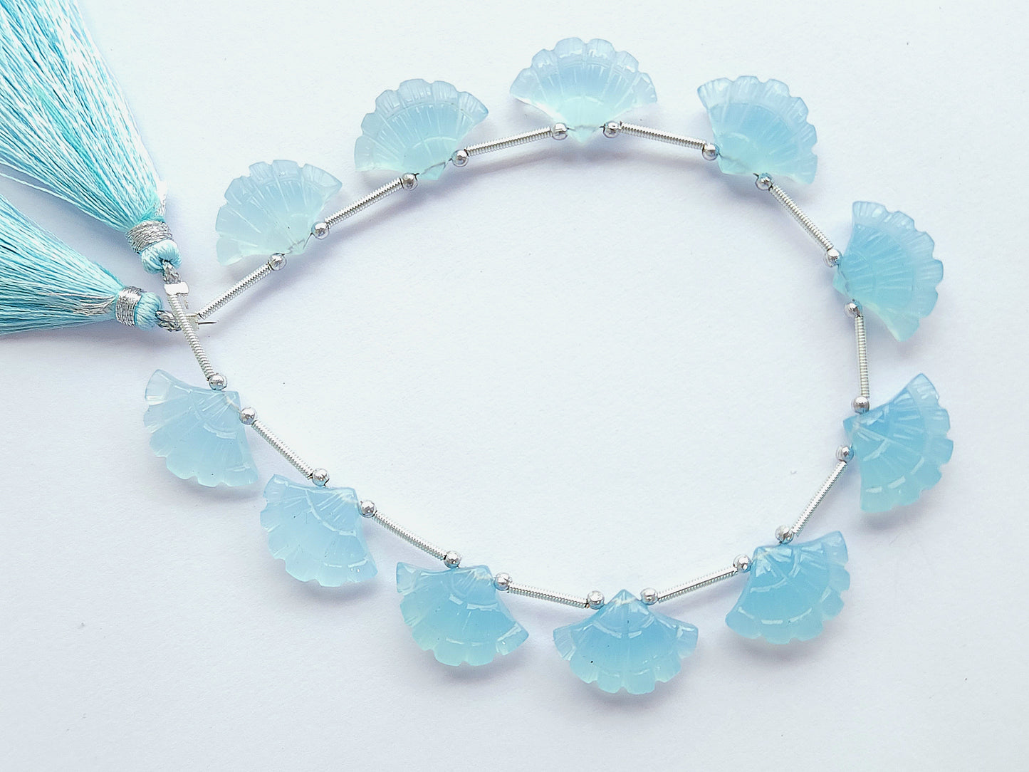 Aqua Blue Quartzite Fancy Carved Beads