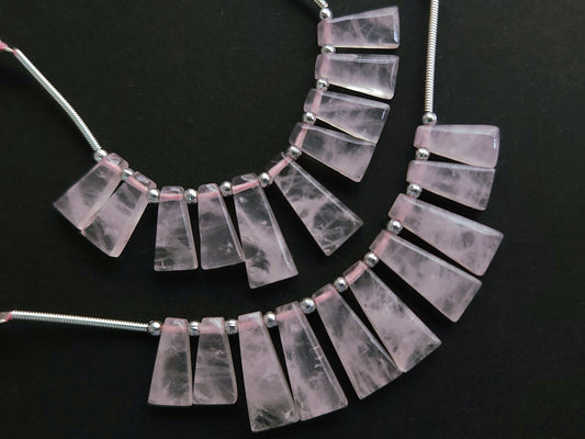 Natural Rose Quartz Fancy Taper Shape Beads