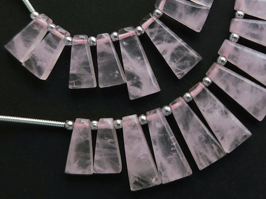 Natural Rose Quartz Fancy Taper Shape Beads
