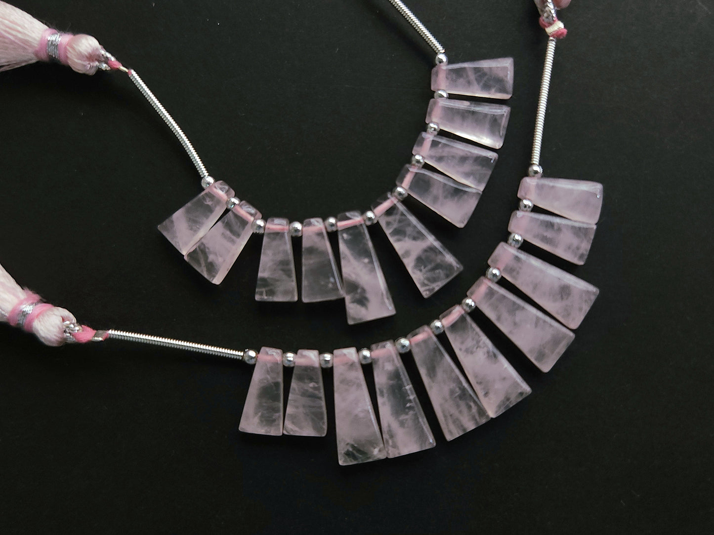 Natural Rose Quartz Fancy Taper Shape Beads