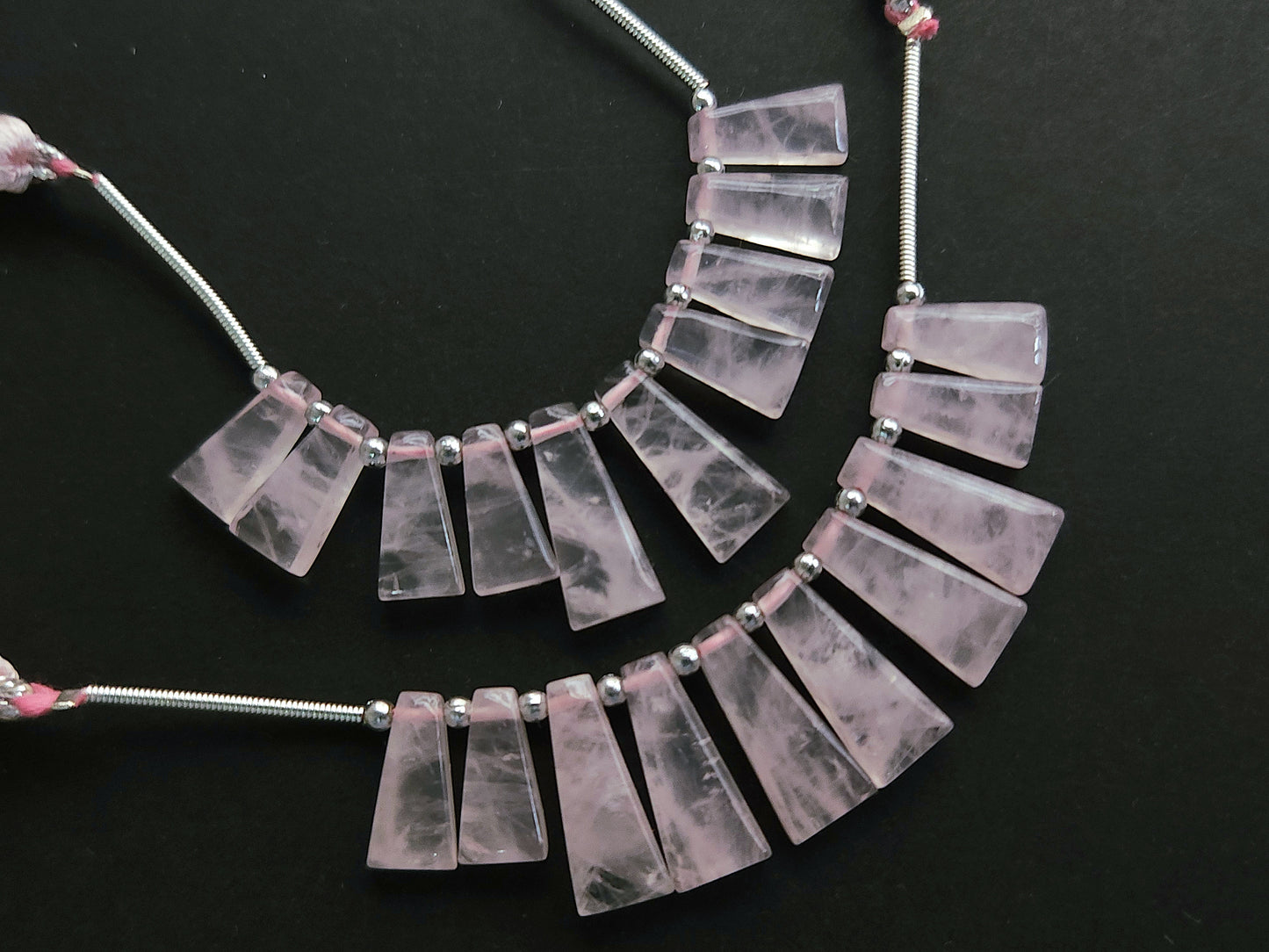 Natural Rose Quartz Fancy Taper Shape Beads
