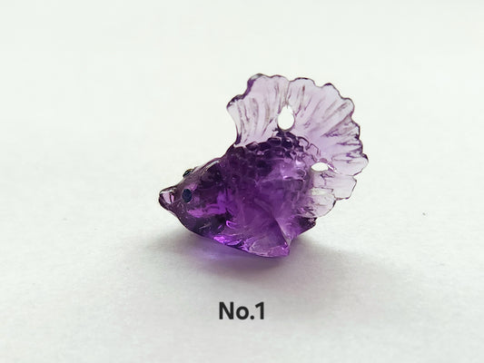 Natural Purple Amethyst Hand-Carved Fishes | Unique Fish Carvings Design