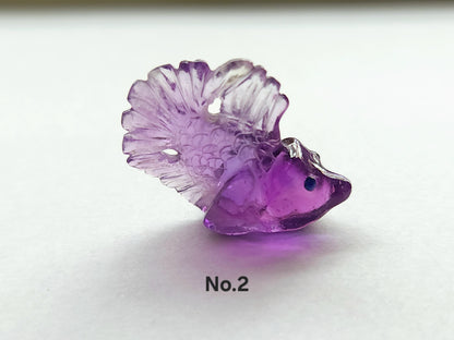 Natural Purple Amethyst Hand-Carved Fishes | Unique Fish Carvings Design