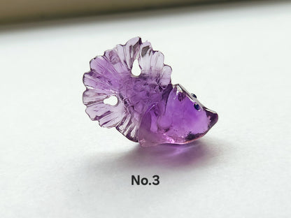Natural Purple Amethyst Hand-Carved Fishes | Unique Fish Carvings Design