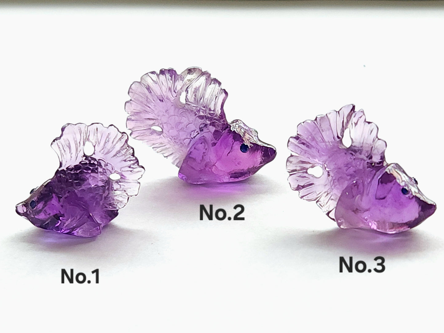 Natural Purple Amethyst Hand-Carved Fishes | Unique Fish Carvings Design