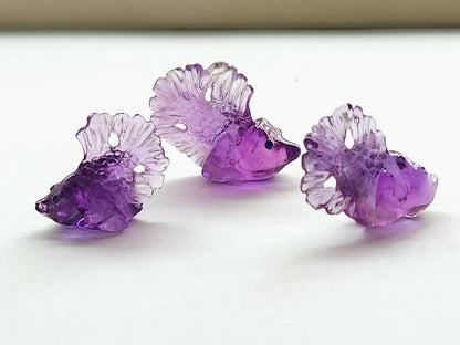 Natural Purple Amethyst Hand-Carved Fishes | Unique Fish Carvings Design