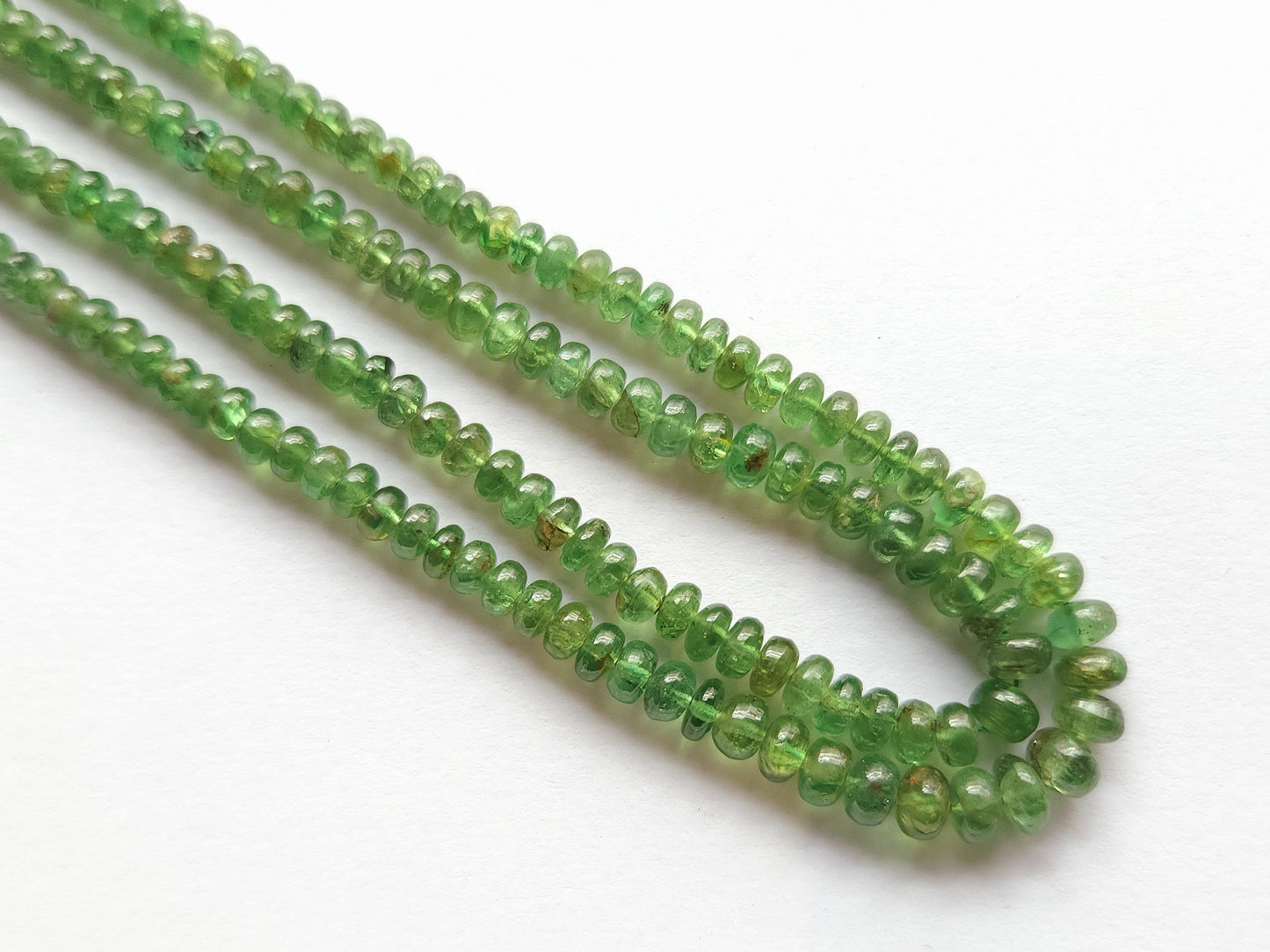 Natural Green Tsavorite Smooth Rondelle shape beads