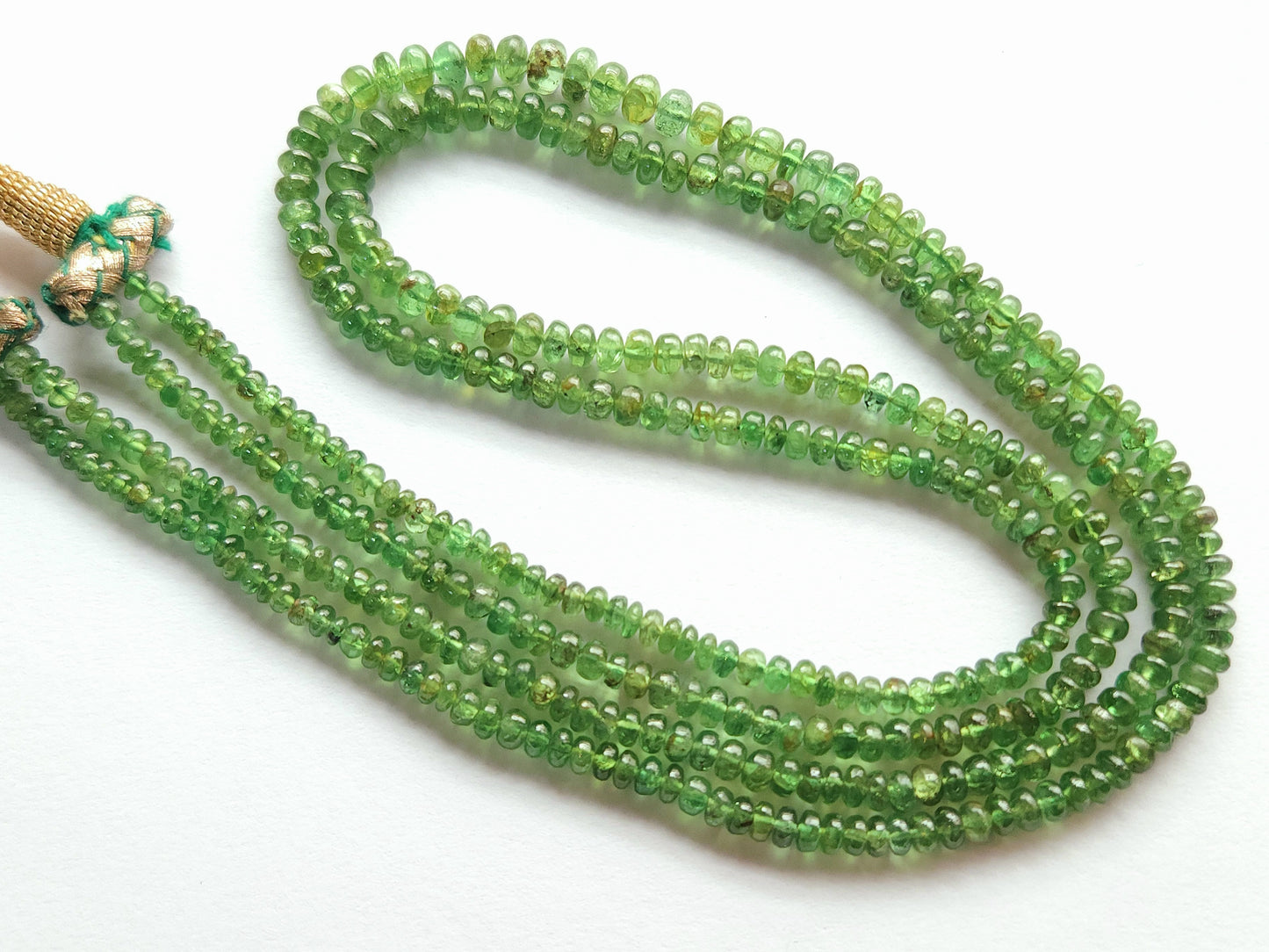 Natural Green Tsavorite Smooth Rondelle shape beads