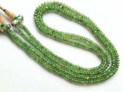 Natural Green Tsavorite Smooth Rondelle shape beads