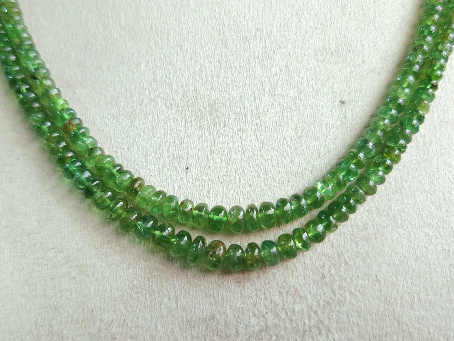Natural Green Tsavorite Smooth Rondelle shape beads