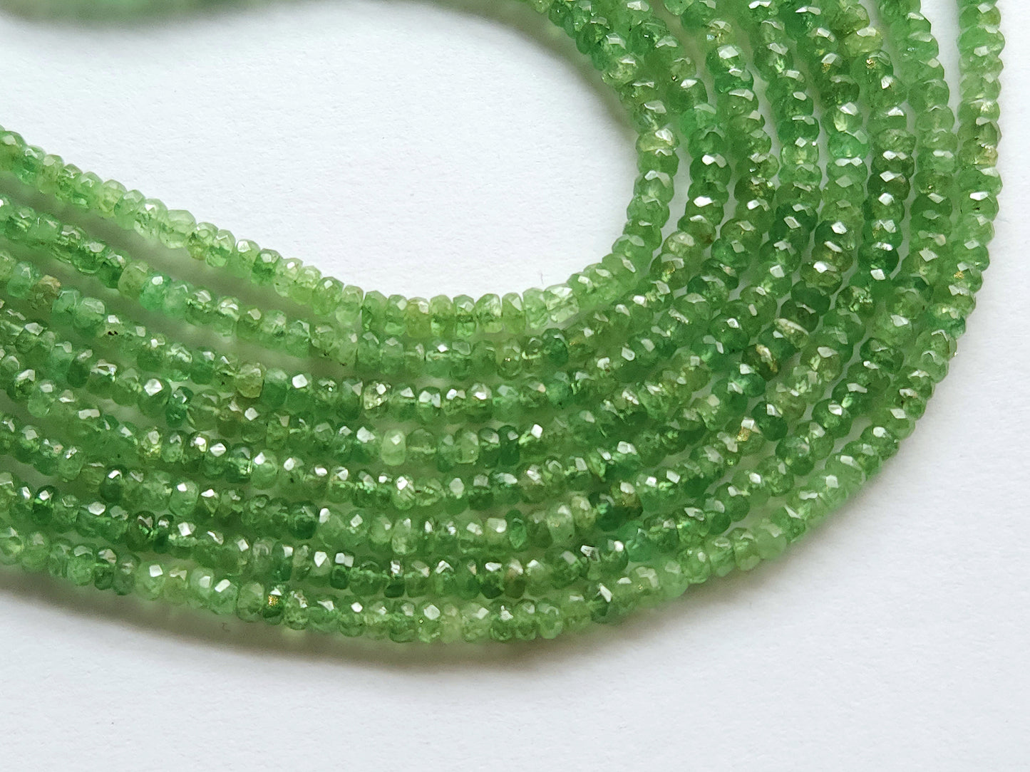 Natural Tsavorite Faceted Rondelle Beads
