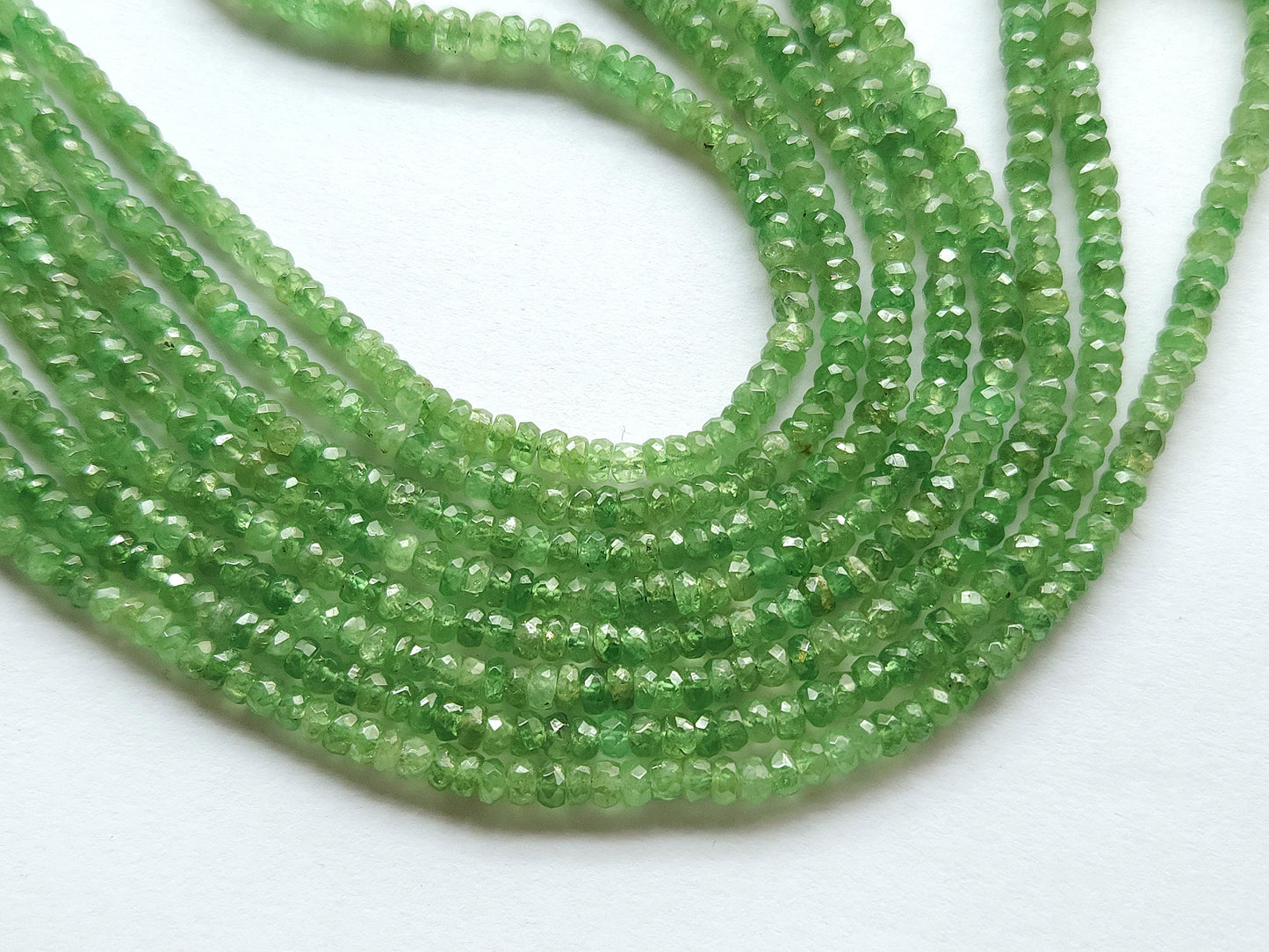 Natural Tsavorite Faceted Rondelle Beads