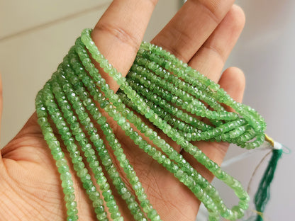 Natural Tsavorite Faceted Rondelle Beads