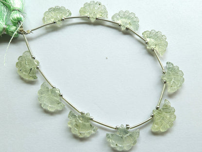 Natural Green Prehnite Fancy carved beads