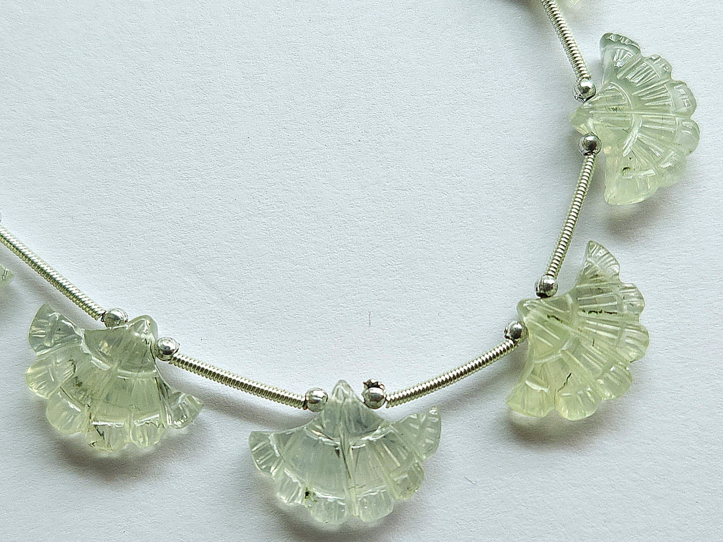 Natural Green Prehnite Fancy carved beads