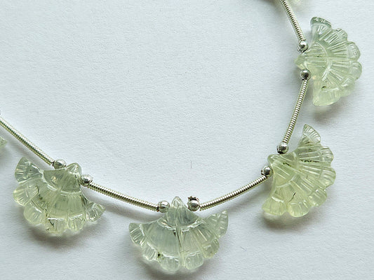 Natural Green Prehnite Fancy carved beads