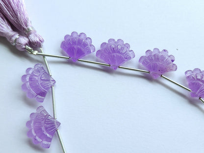Lavender Jade Fancy carved beads, 13X18 MM