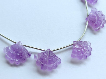 Lavender Jade Fancy carved beads, 13X18 MM