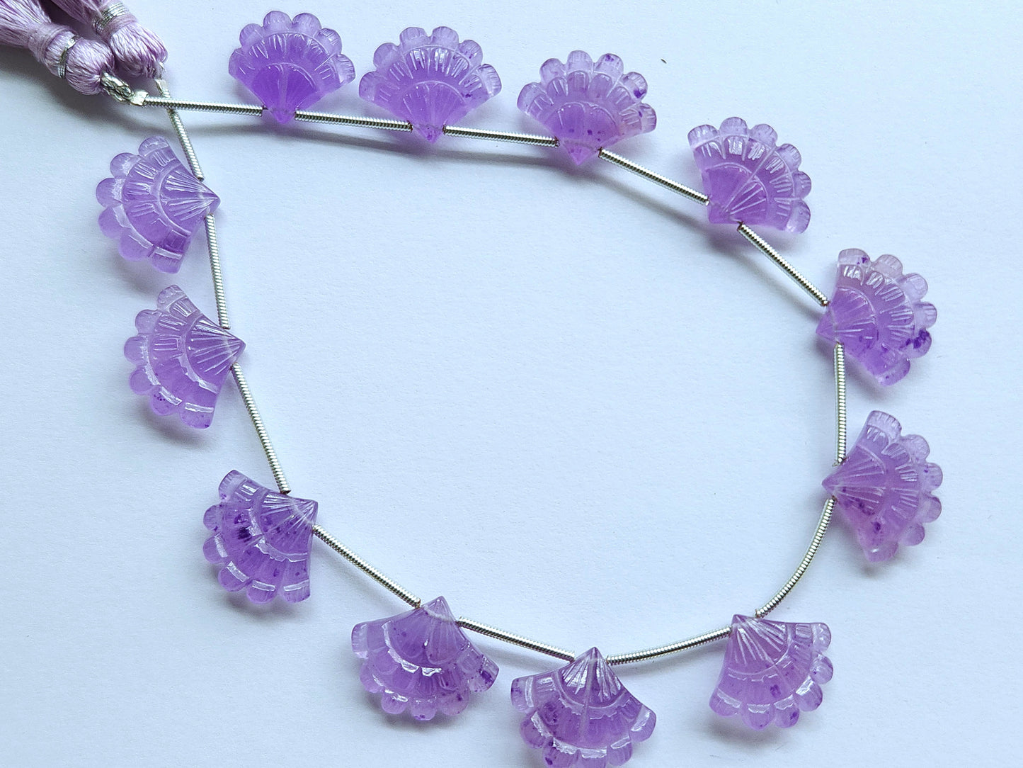 Lavender Jade Fancy carved beads, 13X18 MM