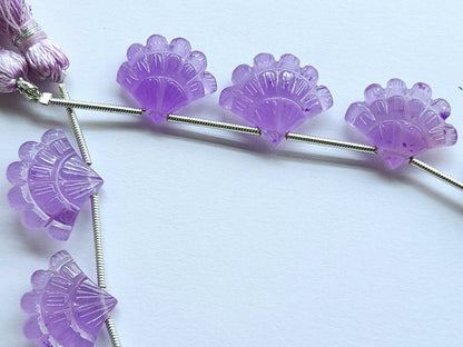 Lavender Jade Fancy carved beads, 13X18 MM