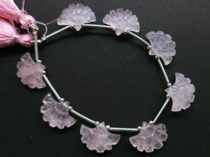 Natural Rose Quartz Fancy carved beads