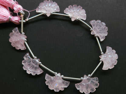 Natural Rose Quartz Fancy carved beads