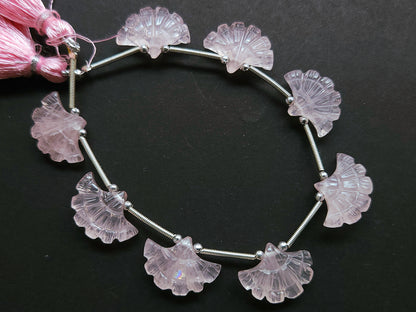 Natural Rose Quartz Fancy carved beads