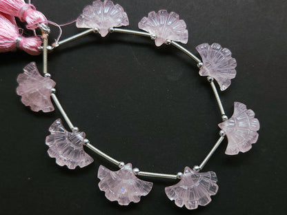 Natural Rose Quartz Fancy carved beads