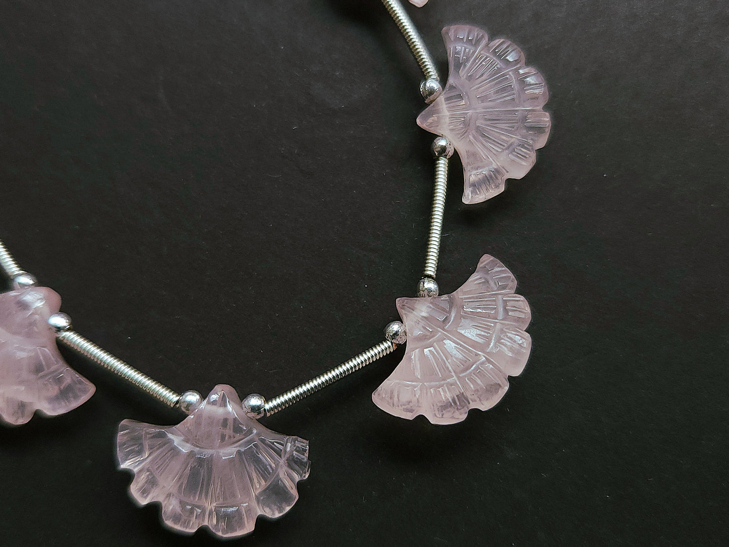 Natural Rose Quartz Fancy carved beads