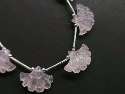 Natural Rose Quartz Fancy carved beads