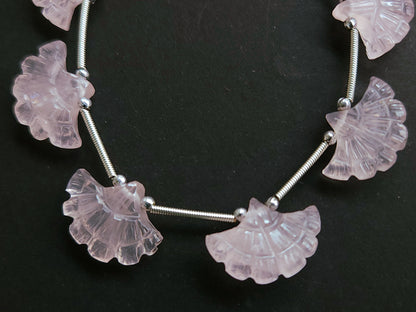 Natural Rose Quartz Fancy carved beads