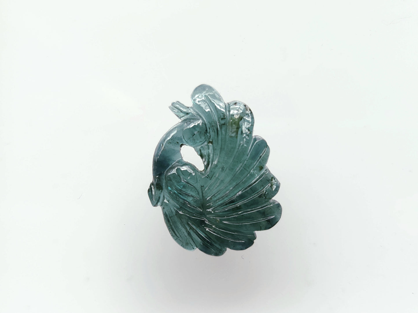 Natural Tourmaline Peacock Carving | Hand-Carved Bird Gemstone