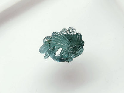 Natural Tourmaline Peacock Carving | Hand-Carved Bird Gemstone